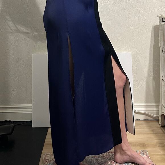Haider Ackerman Malibu Dress Cobalt Blue size FR 34 Colorblock Black trim - Picture 10 of 15